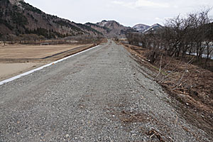 亀岡の伊南川右岸堤防